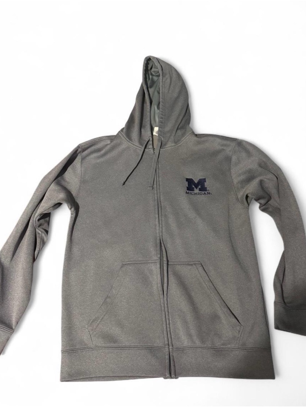 Proedge Michigan Wolverines College Logo Gray Full-Zip Hoodie Sz M